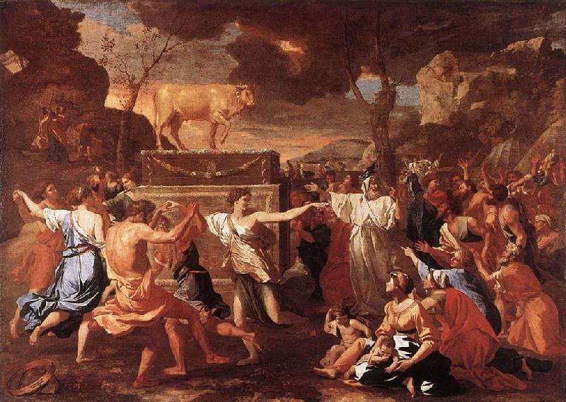 POUSSIN, Nicolas The Adoration of the Golden Calf g Germany oil painting art